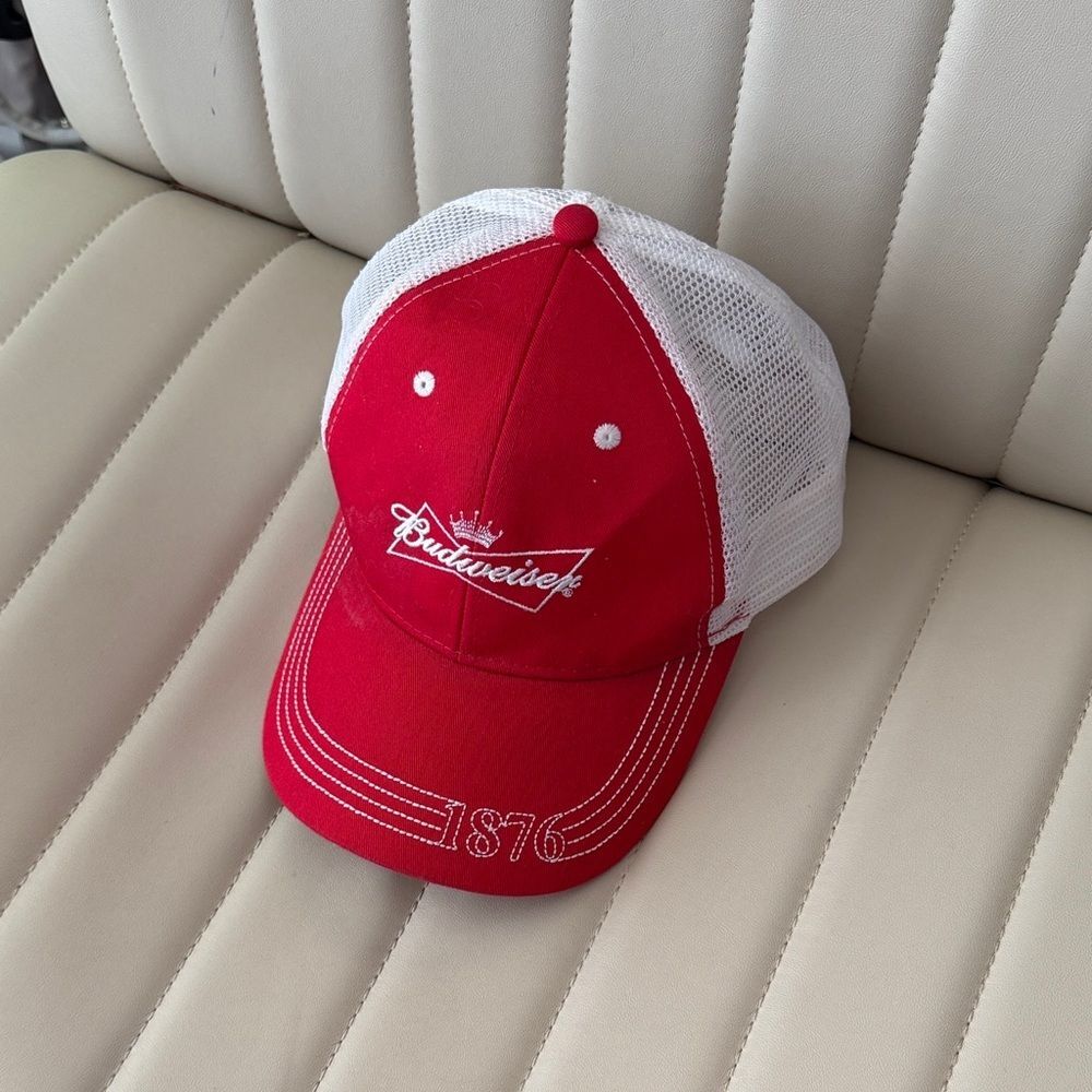 Budweiser Men's Red and White Hat